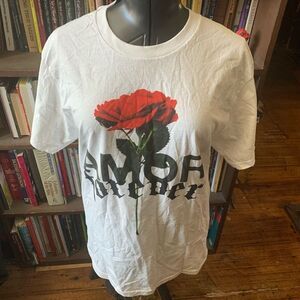 Fashion Nova Men L Amor rose valentine basic white tee